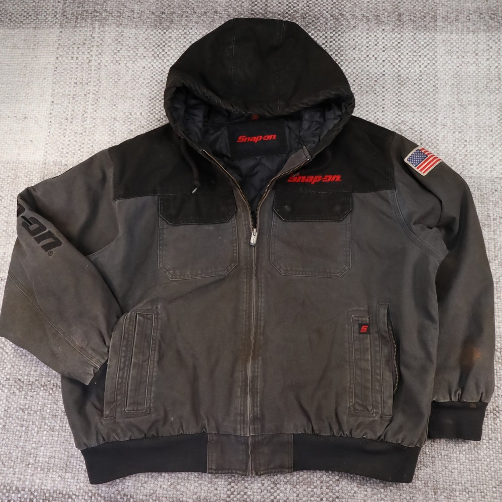 Snap-on Mens 2XL Color Block Hooded Work Jacket Charcoal Black J15-00066